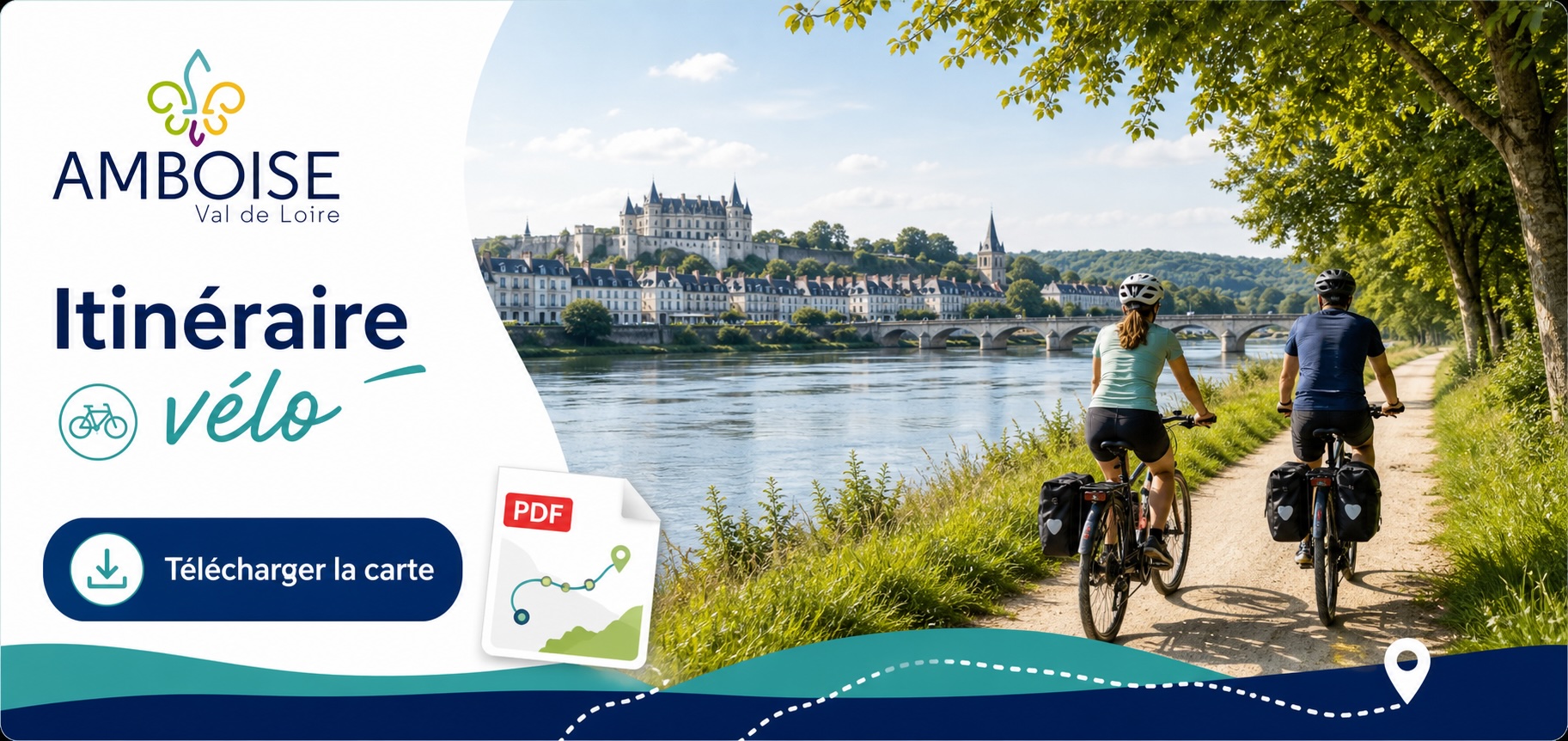 Carte des itinéraires vélos proposés autour d’Amboise